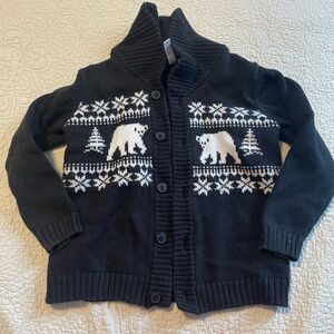 Janie and Jack Black and White Bear Sweater